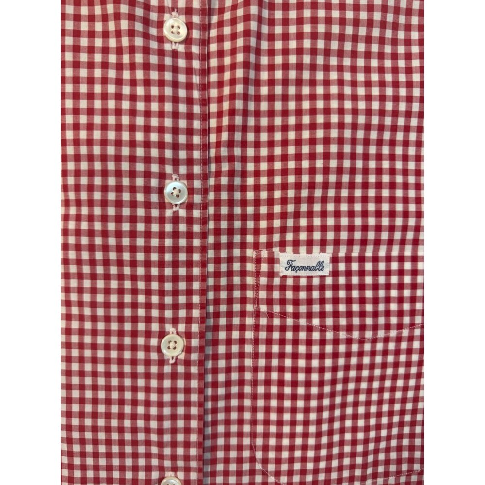 Facconable Mens Red Gingham Button Down Shirt Cla… - image 5
